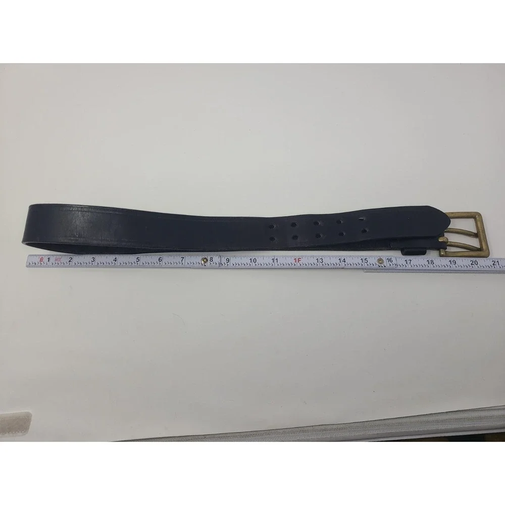 Vintage Honest Brand Leather Belt With Heavy Brass Double Prong Buckle